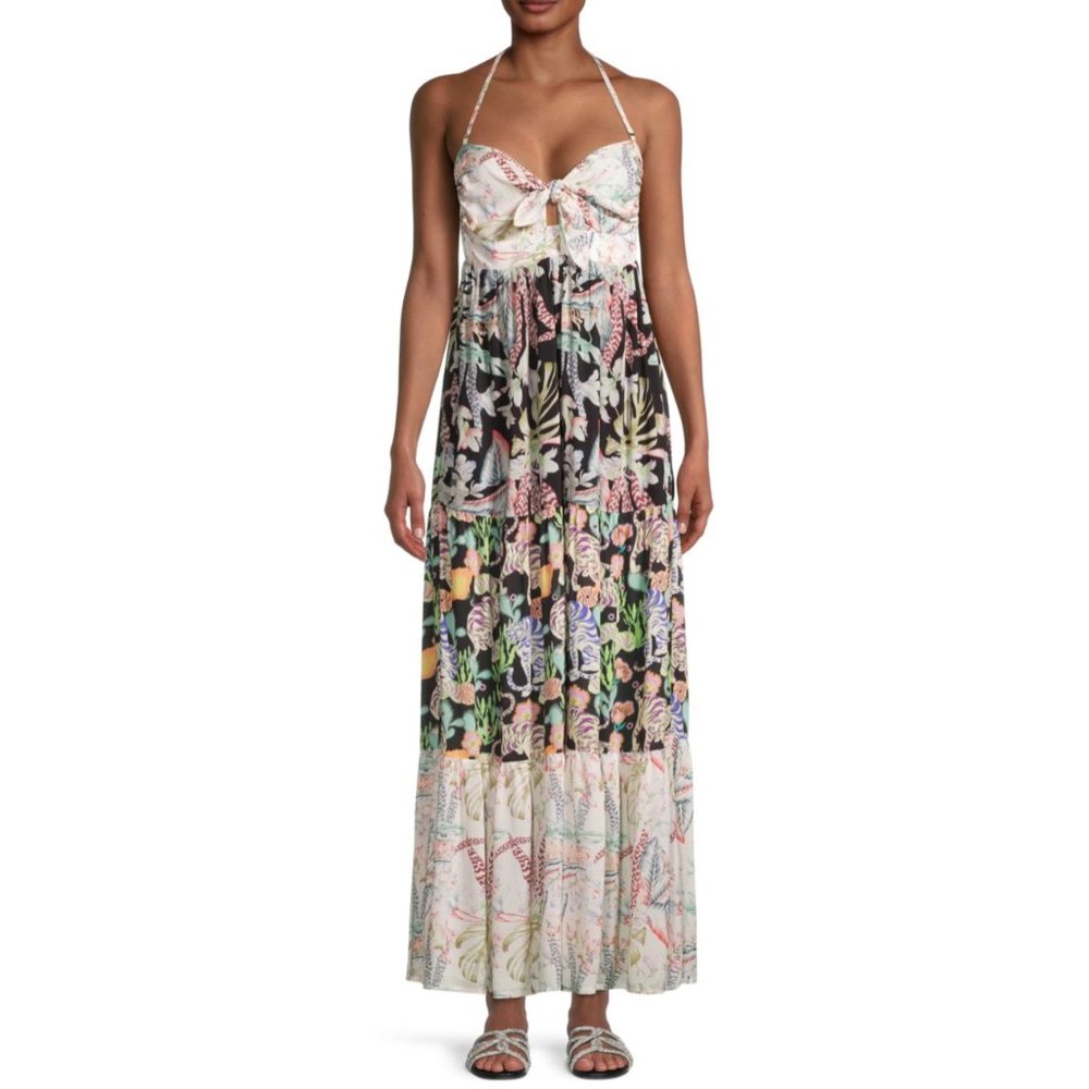 AURUM Printed Long Caftan-Style Midi-Dress Size 6